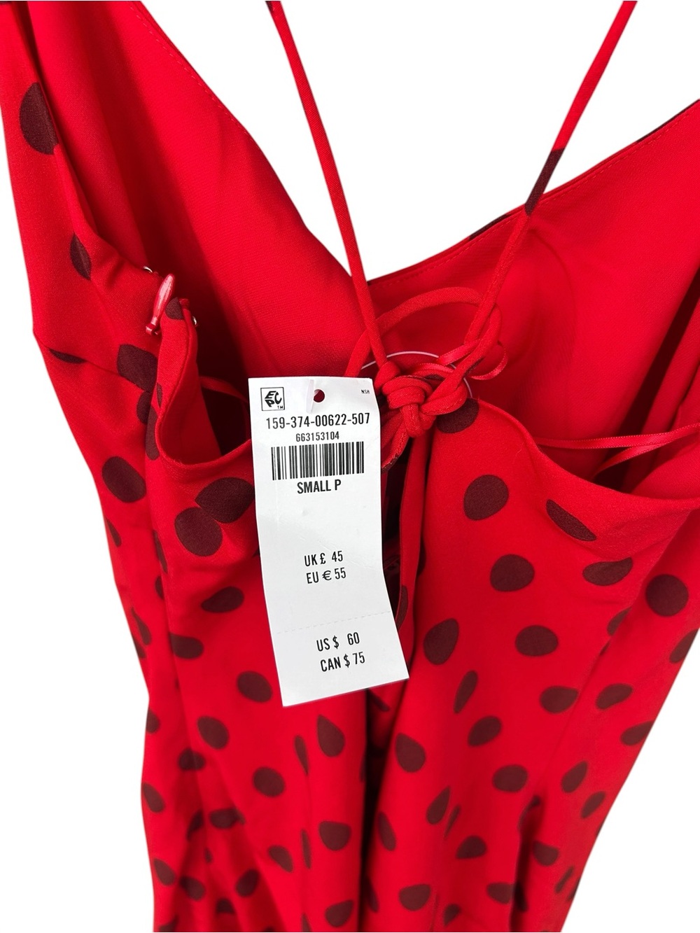 Abercrombie & Fitch NWT Red Polka Dot Mini Slip Dress - Size Small Petite - Picture 10 of 13